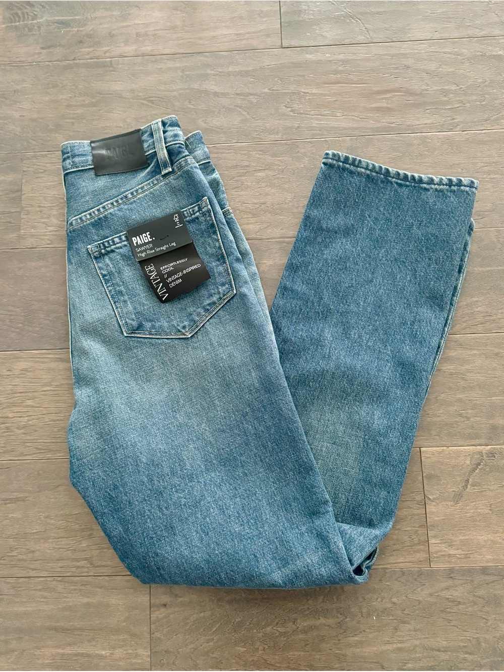 NWT PAIGE Sz 24 Women’s Blue Vintage Straight-Leg Sawyer Jeans